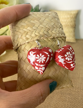 Load image into Gallery viewer, Beautiful Heart-Shaped Alebrije Earrings/Red/Otomi Design