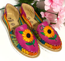 Load image into Gallery viewer, Colorful Huarache Sandals with Sunflower Design