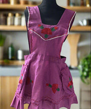 Load image into Gallery viewer, Artisanal Embroidered Apron - Magenta / XL