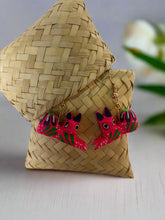 Load image into Gallery viewer, Hand-Made Pink Cat Alebrije Earrings in Small Palm Box