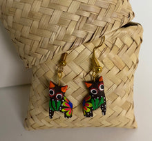 Load image into Gallery viewer, Hand-Made  Tiny Cat Alebrije Earrings in Small Palm Box