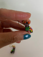 Load image into Gallery viewer, Hand-Made  Tiny Cat Alebrije Earrings in Small Palm Box