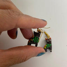 Load image into Gallery viewer, Hand-Made  Tiny Cat Alebrije Earrings in Small Palm Box