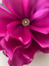 Load image into Gallery viewer, Hand-Made Mexican Ribbon Flower Hair Clip With Rhinestone Accent