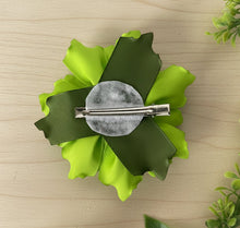 Load image into Gallery viewer, Hand-Made Mexican Ribbon Flower Hair Clip With Rhinestone Accent