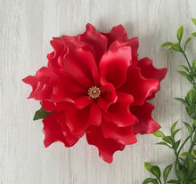 Load image into Gallery viewer, Hand-Made Mexican Ribbon Flower Hair Clip With Rhinestone Accent