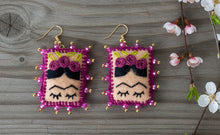 Load image into Gallery viewer, Beautiful Hand-Made Embroidered Frida Kahlo Earrings