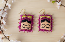 Load image into Gallery viewer, Beautiful Hand-Made Embroidered Frida Kahlo Earrings