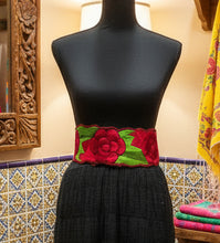 Load image into Gallery viewer, Embroidered Mexican Belt with Red Roses