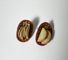 Load image into Gallery viewer, Tacos On Plate/Mexican Dish Hand Made Stud Earrings