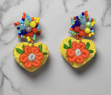 Load image into Gallery viewer, Hand-Made Mexican Huichol Sweetheart "Amorcito" Earrings