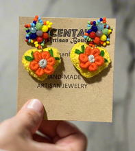 Load image into Gallery viewer, Hand-Made Mexican Huichol Sweetheart "Amorcito" Earrings