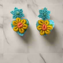 Load image into Gallery viewer, Hand-Made Mexican Huichol Sweetheart "Amorcito" Earrings