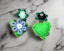 Load image into Gallery viewer, Hand-Made Mexican Huichol Sweetheart "Amorcito" Earrings