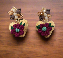 Load image into Gallery viewer, Hand-Made Mexican Huichol Sweetheart "Amorcito" Earrings