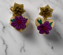 Load image into Gallery viewer, Hand-Made Mexican Huichol Sweetheart "Amorcito" Earrings