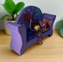 Load image into Gallery viewer, Beautiful Hand-Made Authentic Mexican Alebrije - Cat on Sofa - Purple