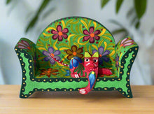 Load image into Gallery viewer, Beautiful Hand-Made Authentic Mexican Alebrije - Cat on Sofa - Green