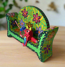 Load image into Gallery viewer, Beautiful Hand-Made Authentic Mexican Alebrije - Cat on Sofa - Green