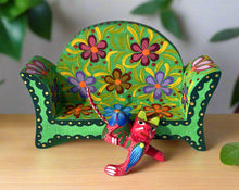 Load image into Gallery viewer, Beautiful Hand-Made Authentic Mexican Alebrije - Cat on Sofa - Green