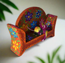 Load image into Gallery viewer, Beautiful Hand-Made Authentic Mexican Alebrije - Cat on Sofa - Red/Orange