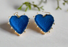 Load image into Gallery viewer, Hand-Made Embroidered Sacred Heart Earrings