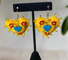 Load image into Gallery viewer, Hand-Made Embroidered Sacred Heart Earrings