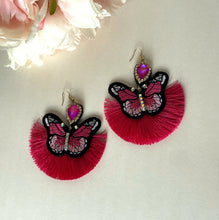 Load image into Gallery viewer, Oversized Beautiful Artisanal Butterfly Earrings Embelished With Tassels