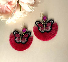 Load image into Gallery viewer, Oversized Beautiful Artisanal Butterfly Earrings Embelished With Tassels