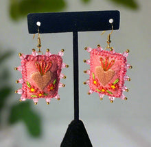 Load image into Gallery viewer, Beautiful Embroidered Sacred Heart Earrings Scapulary Milagro Style