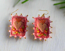 Load image into Gallery viewer, Beautiful Embroidered Sacred Heart Earrings Scapulary Milagro Style
