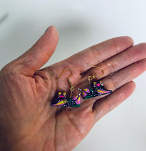 Load image into Gallery viewer, Hand-Made Black Cat Alebrije Earrings in Small Palm Box