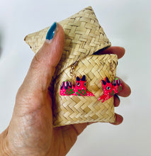 Load image into Gallery viewer, Hand-Made Pink Cat Alebrije Earrings in Small Palm Box