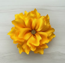 Load image into Gallery viewer, Hand-Made Mexican Ribbon Flower Hair Clip With Rhinestone Accent