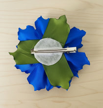 Load image into Gallery viewer, Hand-Made Mexican Ribbon Flower Hair Clip With Rhinestone Accent
