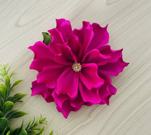 Load image into Gallery viewer, Hand-Made Mexican Ribbon Flower Hair Clip With Rhinestone Accent