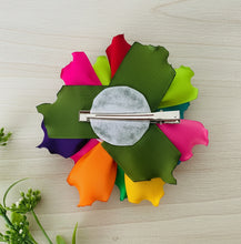Load image into Gallery viewer, Hand-Made Mexican Ribbon Flower Hair Clip With Rhinestone Accent