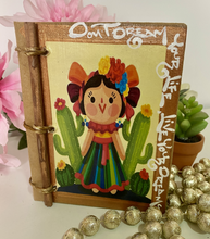 Load image into Gallery viewer, Beautiful Handmade Artisan Blank Notebook with Mexican Lele Doll Design