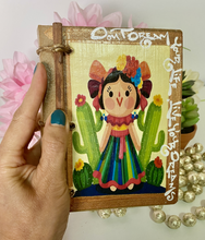 Load image into Gallery viewer, Beautiful Handmade Artisan Blank Notebook with Mexican Lele Doll Design