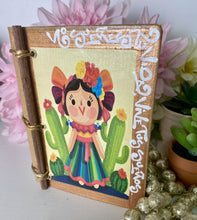 Load image into Gallery viewer, Beautiful Handmade Artisan Blank Notebook with Mexican Lele Doll Design