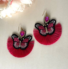 Load image into Gallery viewer, Oversized Beautiful Artisanal Butterfly Earrings Embelished With Tassels