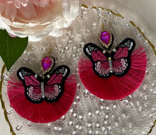 Load image into Gallery viewer, Oversized Beautiful Artisanal Butterfly Earrings Embelished With Tassels