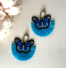 Load image into Gallery viewer, Oversized Beautiful Artisanal Butterfly Earrings Embelished With Tassels