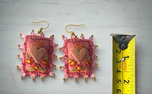 Load image into Gallery viewer, Beautiful Embroidered Sacred Heart Earrings Scapulary Milagro Style