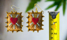 Load image into Gallery viewer, Beautiful Embroidered Sacred Heart Earrings Scapulary Milagro Style