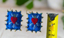 Load image into Gallery viewer, Beautiful Embroidered Sacred Heart Earrings Scapulary Milagro Style