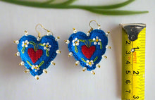 Load image into Gallery viewer, Hand-Made Embroidered Sacred Heart Earrings