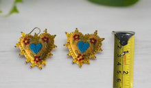 Load image into Gallery viewer, Hand-Made Embroidered Sacred Heart Earrings