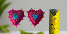 Load image into Gallery viewer, Hand-Made Embroidered Sacred Heart Earrings