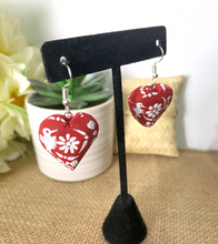 Load image into Gallery viewer, Beautiful Heart-Shaped Alebrije Earrings/Red/Otomi Design